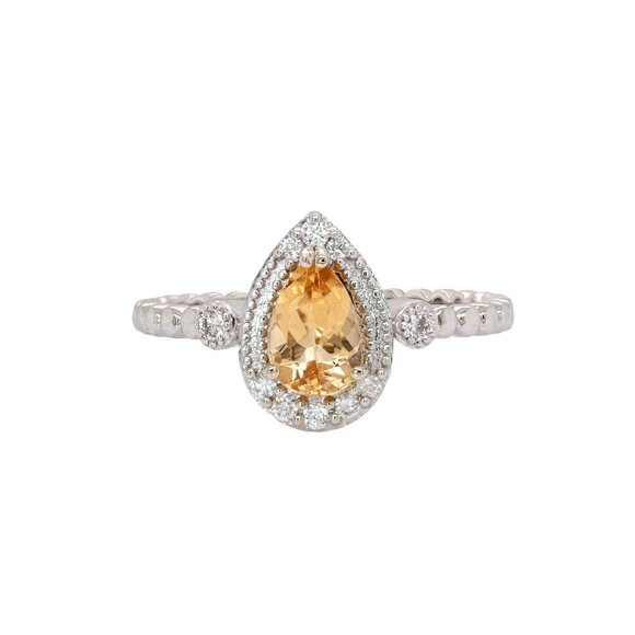 Imperial Topaz Ring in Solid 14K Gold with Natural Diamond Accents - Picture 1 of 8